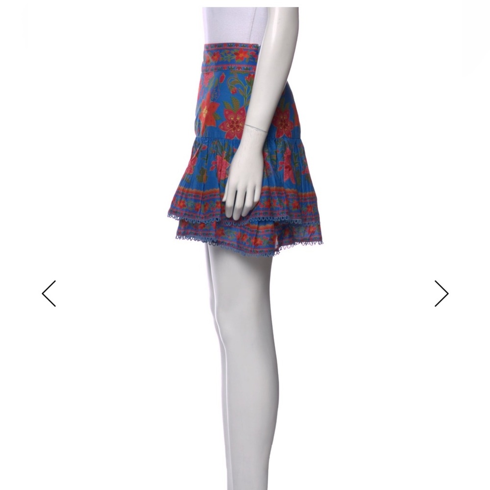 NWT FARM Rio Blue Tropical Tapestry Tiered Mini Skirt - Picture 6 of 11